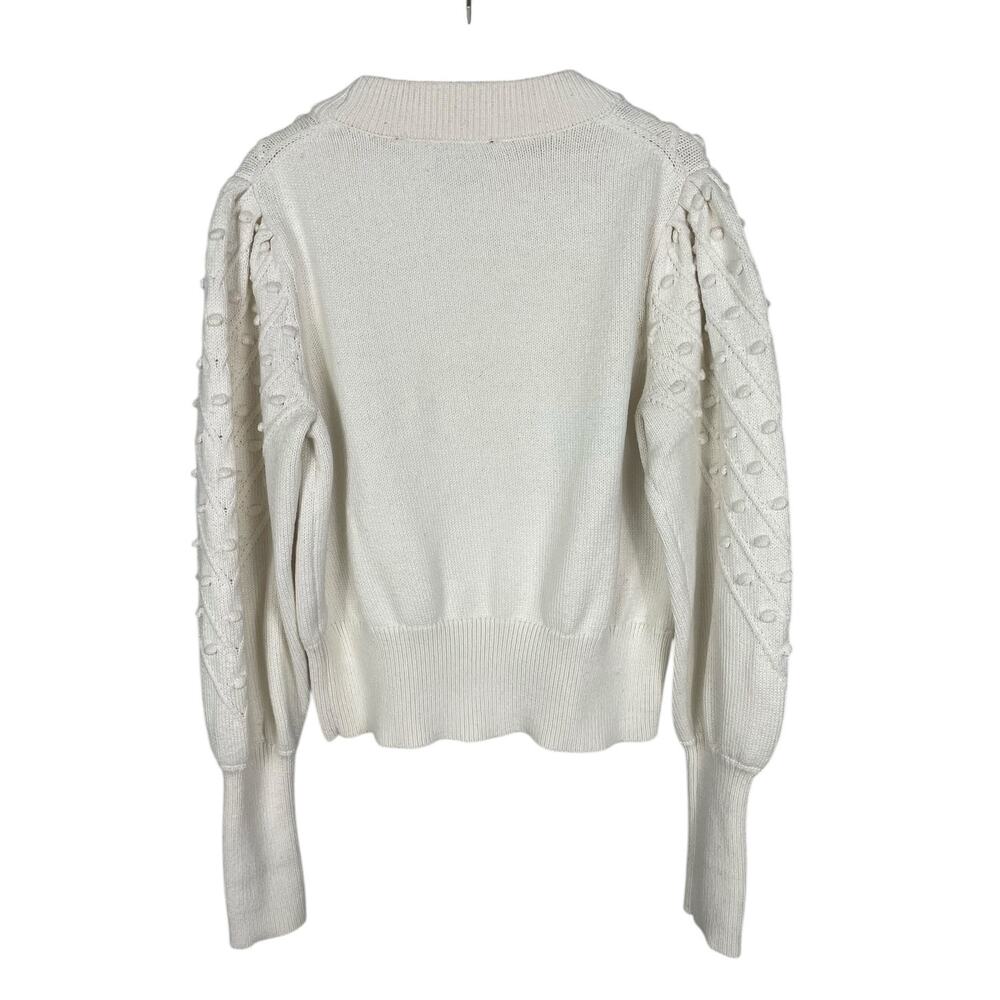 French Connection Cropped Bobble-Stitched Knit Sweater Cream Sz Large Cottage - Picture 9 of 13